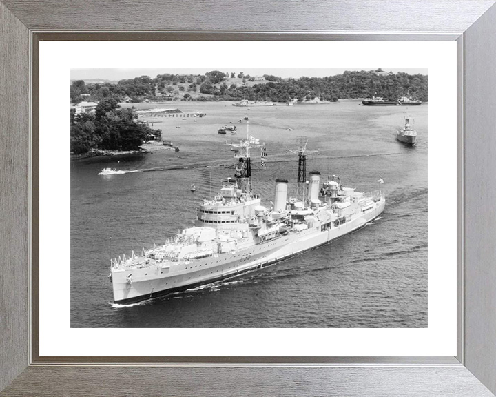 HMS Belfast (C35) Royal Navy Town Class Light Cruiser High Port Bow View Photo Print Wall Art Decor Posters, Prints, & Visual Artwork Hampshire Prints 10 x 8 Silver Frame Yes