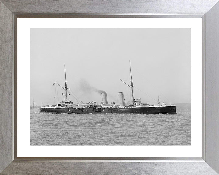 HMS Magicienne (1890) Photo Print - Starboard View - Royal Navy Marathon Class Cruiser Hampshire Prints 10 x 8 Silver Frame Yes
