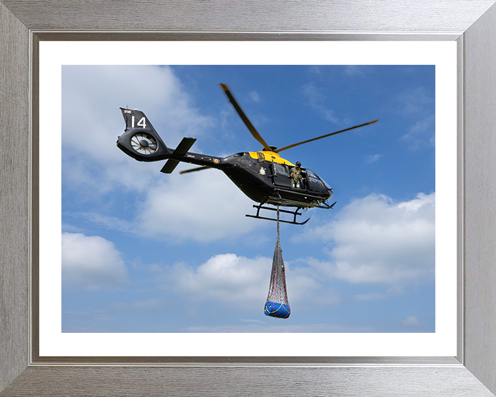 RAF Juno HT1 Helicopter Underslung Load Training Photo Print - Royal Air Force Aircraft Hampshire Prints 10 x 8 Silver Frame Yes