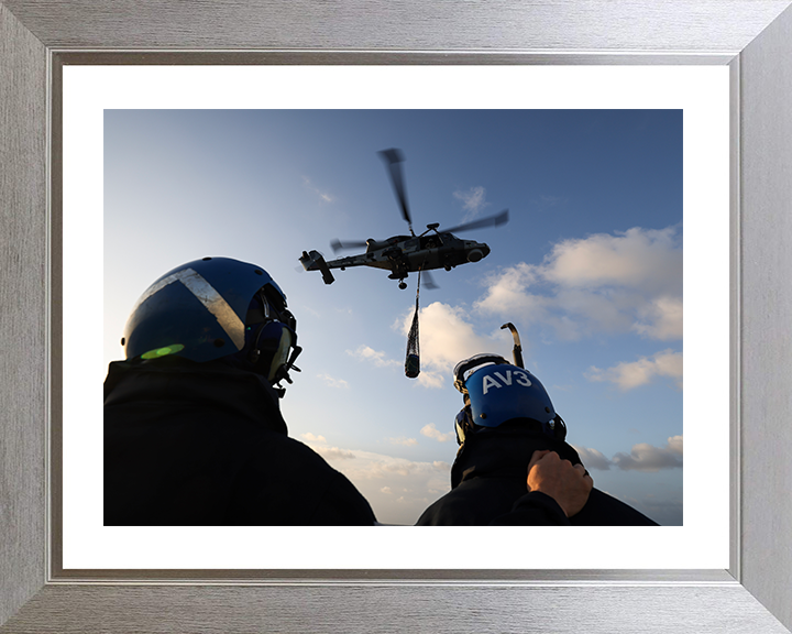 Wildcat Helicopter VERTREP 2025 Photo Print - Royal Navy Aircraft Hampshire Prints 10 x 8 Silver Frame Yes
