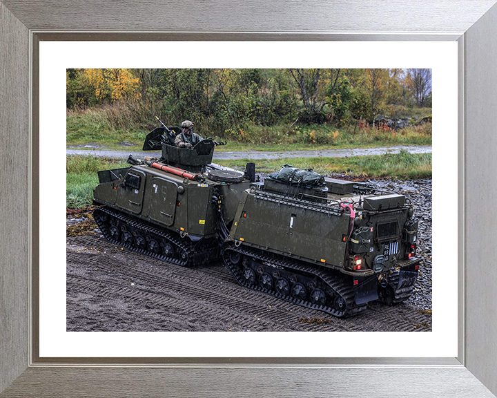 Royal Marines Commandos on a Viking All Terrain Vehicle Photo Print - CLR Armoured Support Hampshire Prints 10 x 8 Silver Frame Yes