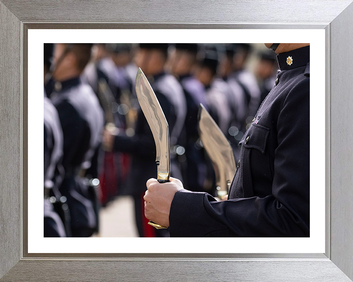 Royal Gurkha Rifleman with Kukri on Parade Photo Print - British Army Hampshire Prints 10 x 8 Silver Frame Yes