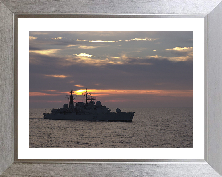 HMS Newcastle (D87) Photo Print - Sunset Silhouette 2000 - Royal Navy Type 42 Destroyer