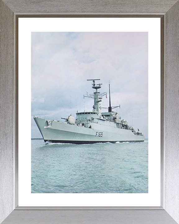HMS Amazon (F169) Royal Navy Type 21 Frigate Port Bow Portrait View Photo Print Wall Art Decor Posters, Prints, & Visual Artwork Hampshire Prints 10 x 8 Silver Frame Yes