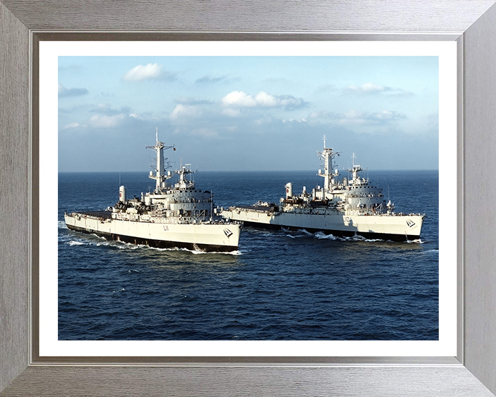 HMS Fearless L10 HMS Intrepid L11 Photo Print - Royal Navy Landing Platform Dock Hampshire Prints 10 x 8 Silver Frame Yes