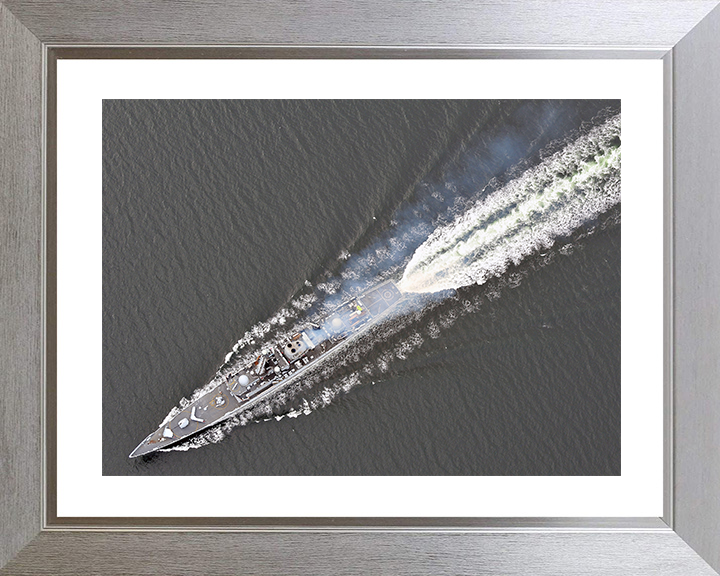 HMS Edinburgh (D97) Royal Navy Type 42 Destroyer From Above Photo Print Wall Art Decor Posters, Prints, & Visual Artwork Hampshire Prints 10 x 8 Silver Frame Yes