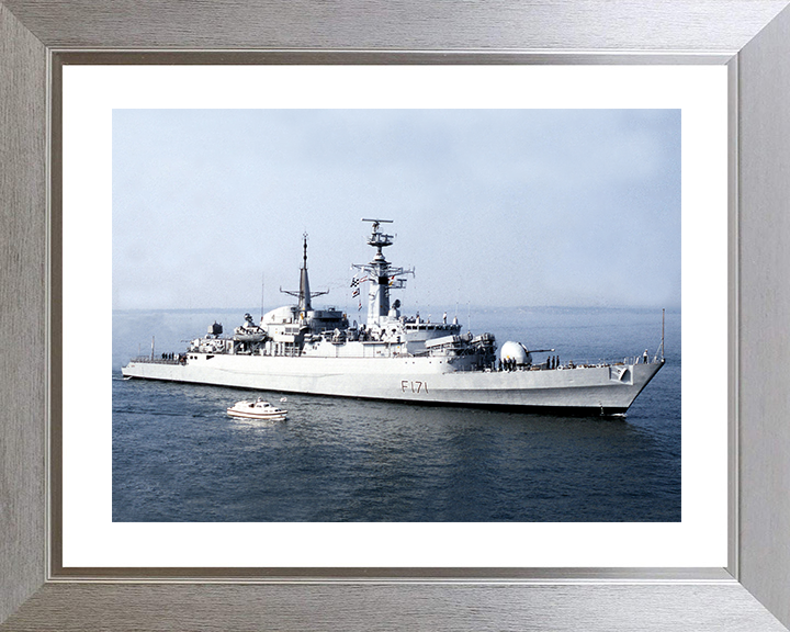 HMS Active (F171) Royal Navy Type 21 Frigate Photo Print Entering Harbour Warship Wall Art Posters, Prints, & Visual Artwork Hampshire Prints 10 x 8 Silver Frame Yes