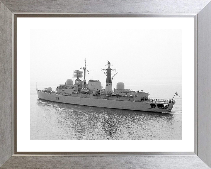 HMS Coventry (D118) Royal Navy Type 42 Destroyer Black and White Photo Print Wall Art Decor Posters, Prints, & Visual Artwork Hampshire Prints 10 x 8 Silver Frame Yes