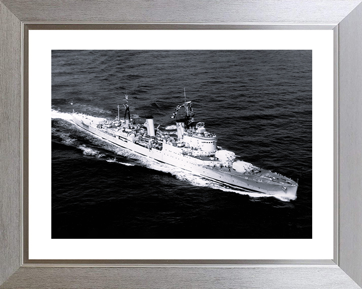 HMS Birmingham (C19) Royal Navy Town Class Light Cruiser At Sea Photo Print Wall Art Decor Posters, Prints, & Visual Artwork Hampshire Prints 10 x 8 Silver Frame Yes