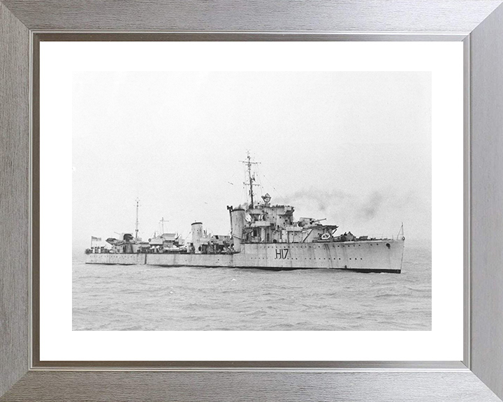 HMS Escapade (H17) - At Sea 1944 - Royal Navy E Class Destroyer Photo Print Wall Art Naval Decor UK Posters, Prints, & Visual Artwork Hampshire Prints 10 x 8 Silver Frame Yes