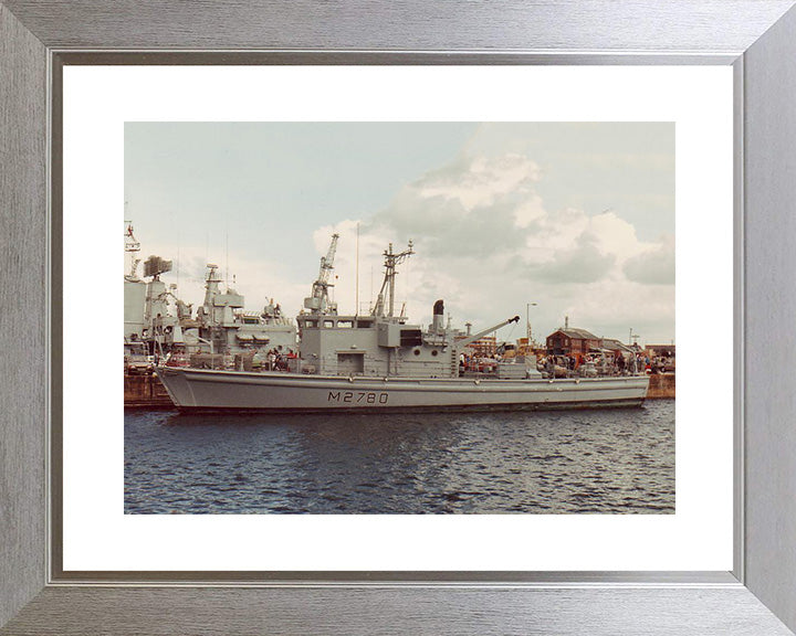 HMS Woodlark (HMS Yaxham) (M2780) Photo Print - In Port - Royal Navy Survey Vessel Hampshire Prints 10 x 8 Silver Frame Yes