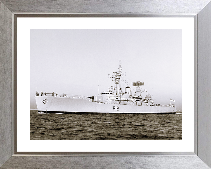 HMS Achilles (F12) Royal Navy Leander Class Frigate Photo Print At Sea Warship Wall Art Posters, Prints, & Visual Artwork Hampshire Prints 10 x 8 Silver Frame Yes
