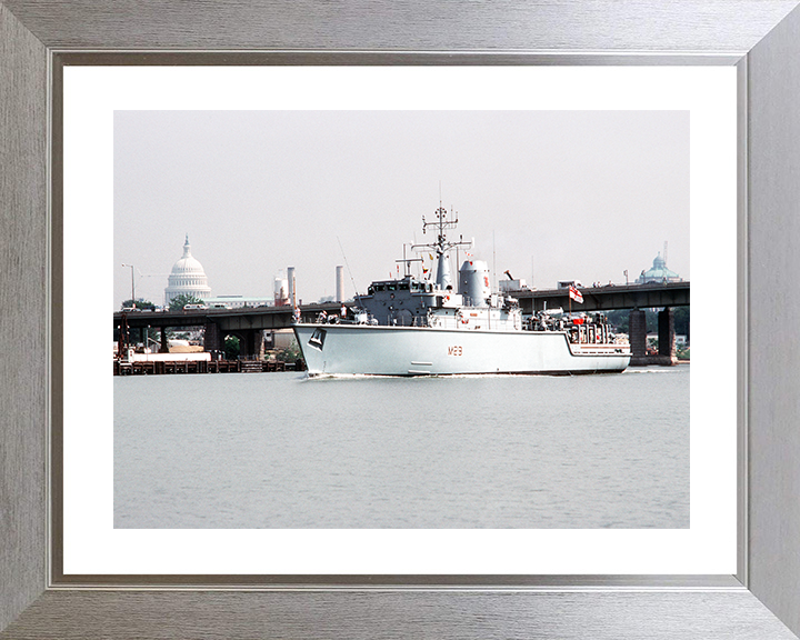 HMS Brecon (M29) Royal Navy Hunt Class Mine Warfare Vessel Washington DC Photo Print Wall Art Decor Posters, Prints, & Visual Artwork Hampshire Prints 10 x 8 Silver Frame Yes