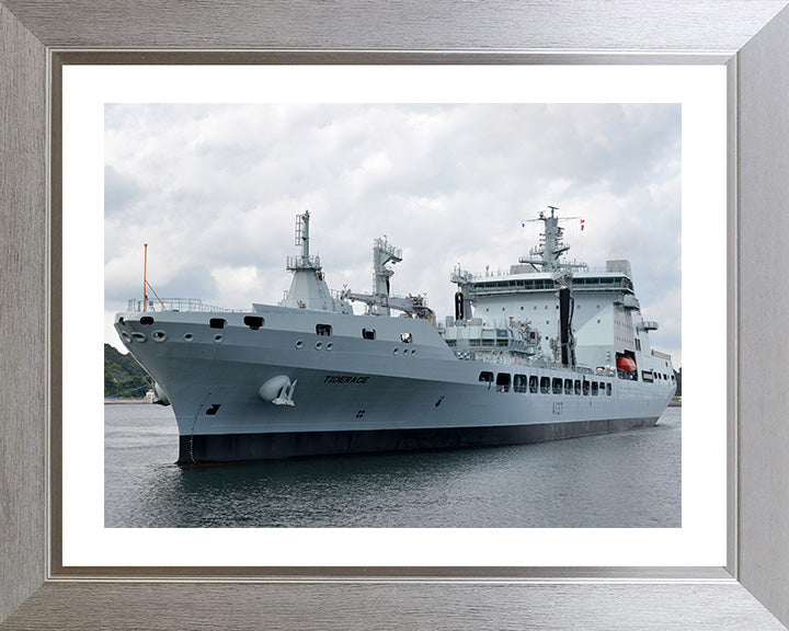 RFA Tiderace (A137) Photo Print - Low Port Side View - Royal Fleet Auxiliary Tide Class Tanker Hampshire Prints 10 x 8 Silver Frame Yes