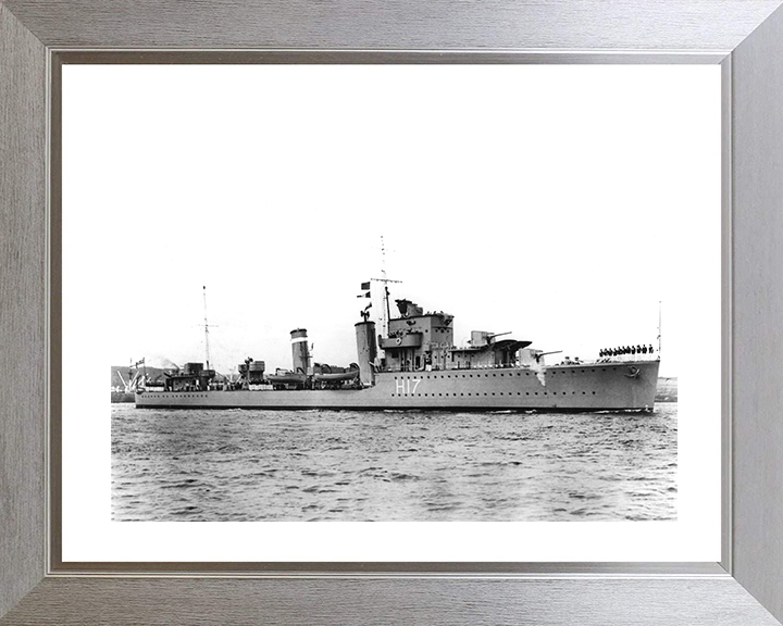 HMS Escapade (H17) - Entering Harbour - Royal Navy E Class Destroyer Photo Print Wall Art Naval Decor UK Posters, Prints, & Visual Artwork Hampshire Prints 10 x 8 Silver Frame Yes