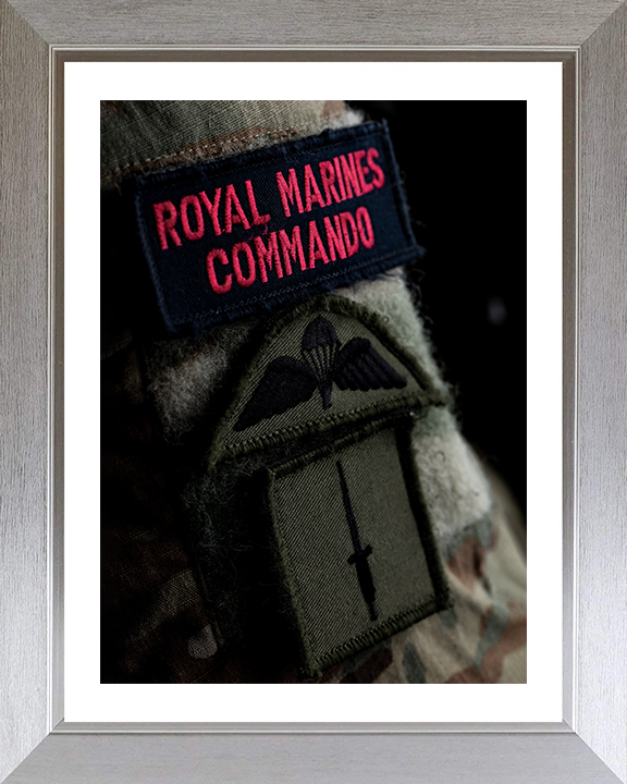 Royal Marines Commando Uniform Patches Closeup Photo Print Hampshire Prints 10 x 8 Silver Frame Yes
