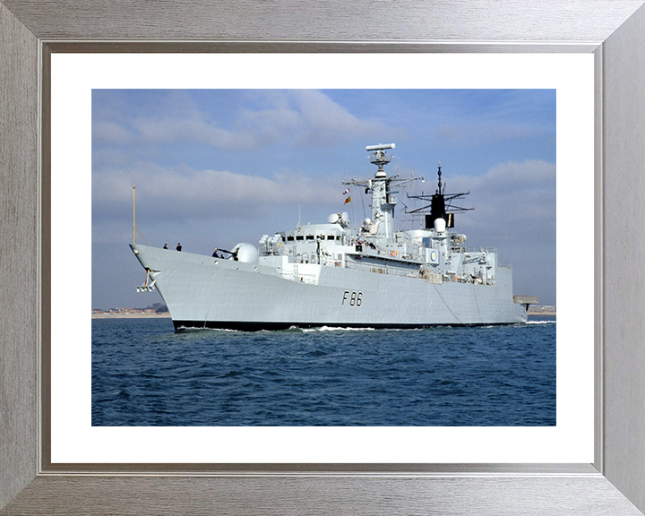 HMS Campbeltown (F86) Royal Navy Type 22 Frigate Low Port Side View Photo Print Naval Wall Art Decor Posters, Prints, & Visual Artwork Hampshire Prints 10 x 8 Silver Frame Yes