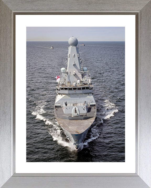 HMS Defender (D36) Royal Navy Type 45 Destroyer At Sea Bow View Photo Print Wall Art Decor Posters, Prints, & Visual Artwork Hampshire Prints 10 x 8 Silver Frame Yes