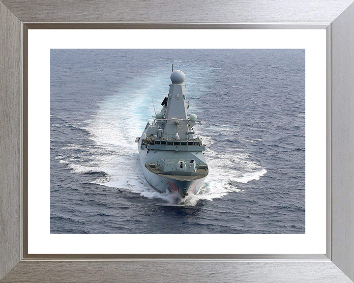 HMS Dragon (D35) Royal Navy Type 45 Destroyer Underway Bow View Photo Print Wall Art Decor Posters, Prints, & Visual Artwork Hampshire Prints 10 x 8 Silver Frame Yes