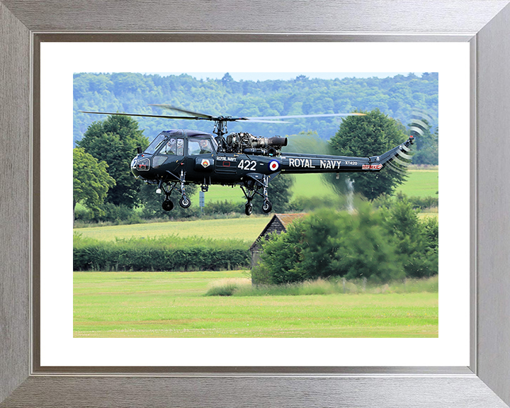 Westland Wasp Helicopter in Flight Photo Print - Royal Navy Aircraft Posters, Prints, & Visual Artwork Hampshire Prints 10 x 8 Silver Frame Yes