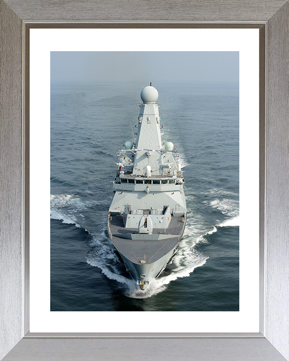 HMS Daring (D32) Royal Navy Type 45 Destroyer High Bow View Photo Print Wall Art Decor Posters, Prints, & Visual Artwork Hampshire Prints 10 x 8 Silver Frame Yes