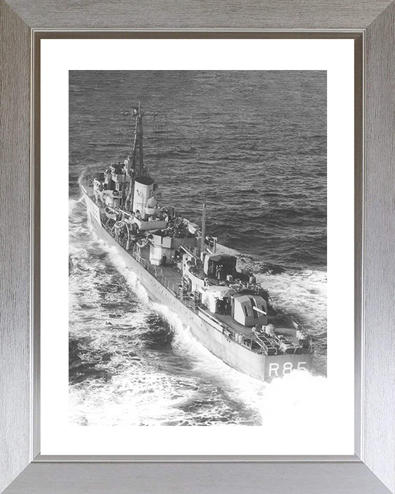 HMS Cambrian (R85) Royal Navy C Class Destroyer Port Quarter View Photo Print Wall Art Decor Posters, Prints, & Visual Artwork Hampshire Prints 10 x 8 Silver Frame Yes
