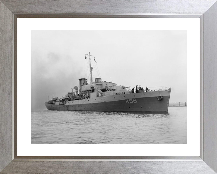 HMS Asphodel (K56) Royal Navy Flower Class Corvette Starboard Bow View Photo Print Wall Art Decor Posters, Prints, & Visual Artwork Hampshire Prints 10 x 8 Silver Frame Yes