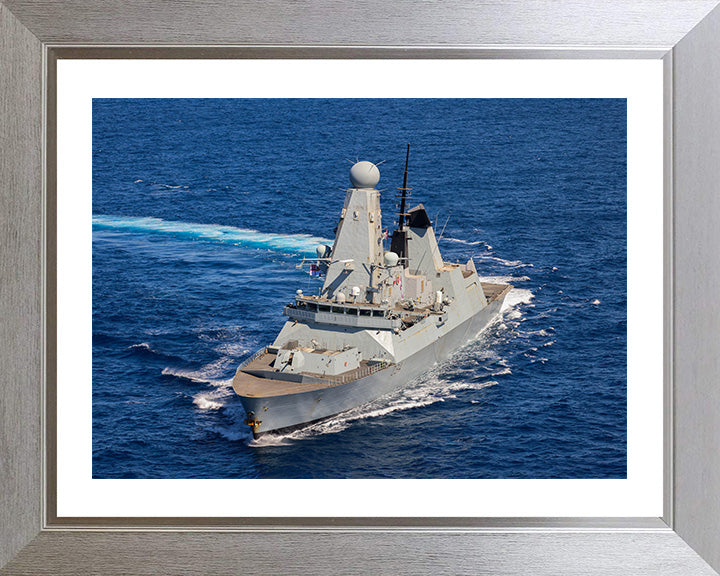 HMS Diamond (D34) Photo Print - Turning to Starboard - Royal Navy Type 45 Destroyer Hampshire Prints 10 x 8 Silver Frame Yes