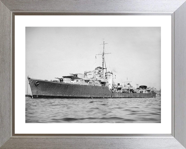 HMS Kelvin (F37) Photo Print - At A Buoy 1940 - Royal Navy K Class Destroyer Posters, Prints, & Visual Artwork Hampshire Prints 10 x 8 Silver Frame Yes