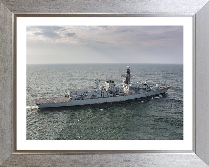 HMS Kent (F78) Photo Print - High Starboard View - Royal Navy Type 23 Frigate Hampshire Prints 10 x 8 Silver Frame Yes