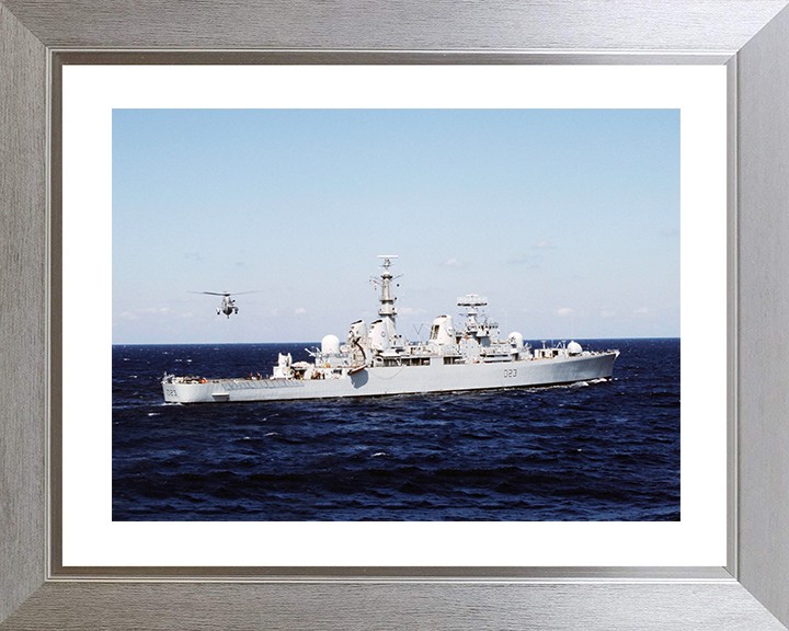 HMS Bristol (D23) Royal Navy Type 82 Destroyer With Helicopter Photo Print Wall Art Decor Posters, Prints, & Visual Artwork Hampshire Prints 10 x 8 Silver Frame Yes