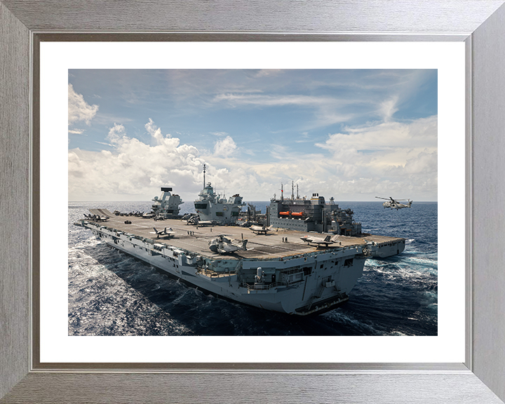 HMS Prince of Wales (R09) Photo Print - RAS Aug 2025 - Royal Navy Queen Elizabeth Class Aircraft Carrier Hampshire Prints 10 x 8 Silver Frame Yes
