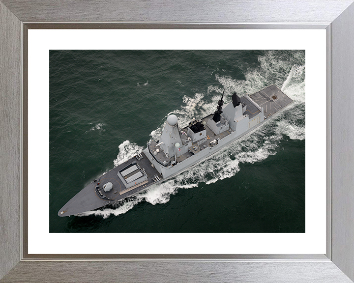 HMS Daring (D32) Photo Print - From Above 2014 - Royal Navy Type 45 Destroyer Posters, Prints, & Visual Artwork Hampshire Prints 10 x 8 Silver Frame Yes