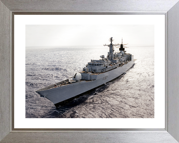 HMS Chatham (F87) Royal Navy Type 22 Frigate Port Bow View at Sunset Photo Print Wall Art Decor Posters, Prints, & Visual Artwork Hampshire Prints 10 x 8 Silver Frame Yes