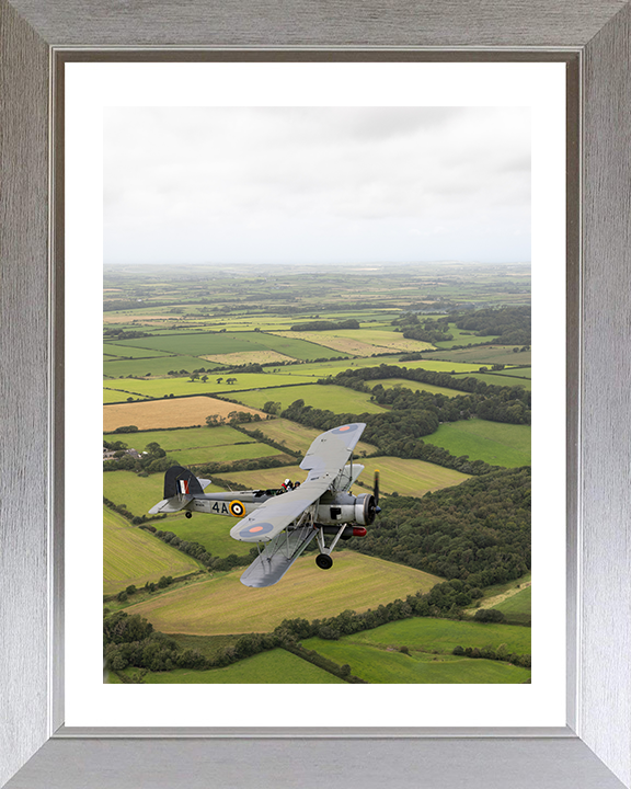 Swordfish Mk1 Plane in flight Photo Print - Royal Navy Aircraft Hampshire Prints 10 x 8 Silver Frame Yes