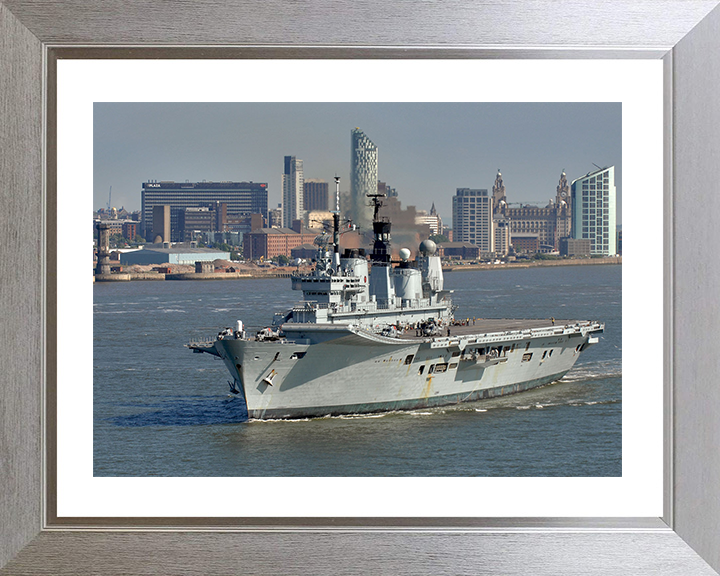 HMS Ark Royal (R07) Photo Print - Liverpool 2008 - Royal Navy Invincible Class Aircraft Carrier Hampshire Prints 10 x 8 Silver Frame Yes