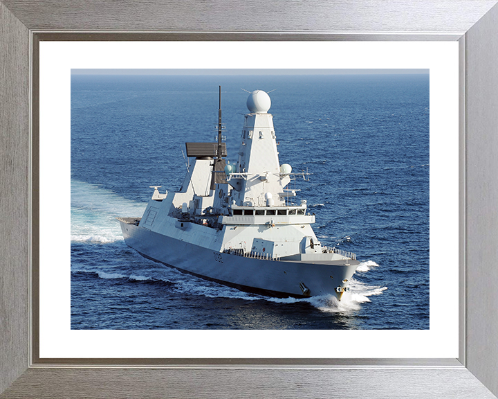 HMS Daring (D32) Royal Navy Type 45 Destroyer Starboard Bow View Photo Print Wall Art Decor Posters, Prints, & Visual Artwork Hampshire Prints 10 x 8 Silver Frame Yes