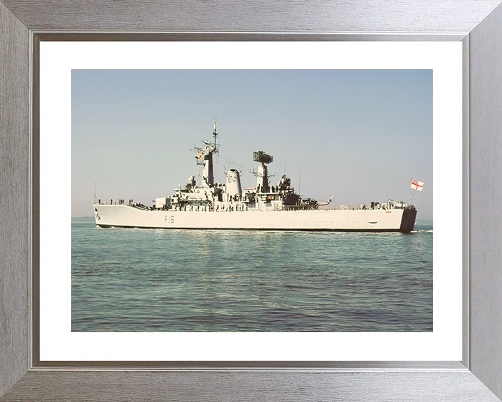 HMS Diomede (F16) Royal Navy Leander Class Frigate Leaving Portsmouth Photo Print Wall Art Decor Posters, Prints, & Visual Artwork Hampshire Prints 10 x 8 Silver Frame Yes