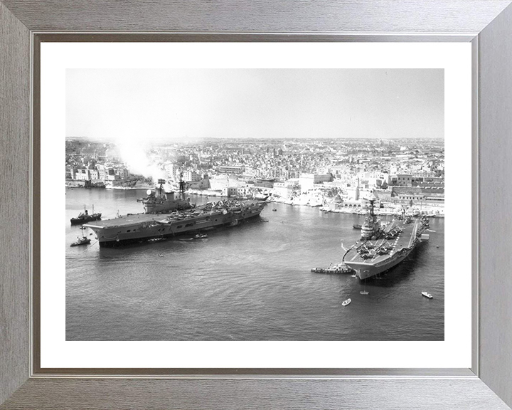 HMS Centaur (R06) and HMS Eagle (R05) Photo Print - Malta - Royal Navy Aircraft Carriers Hampshire Prints 10 x 8 Silver Frame Yes