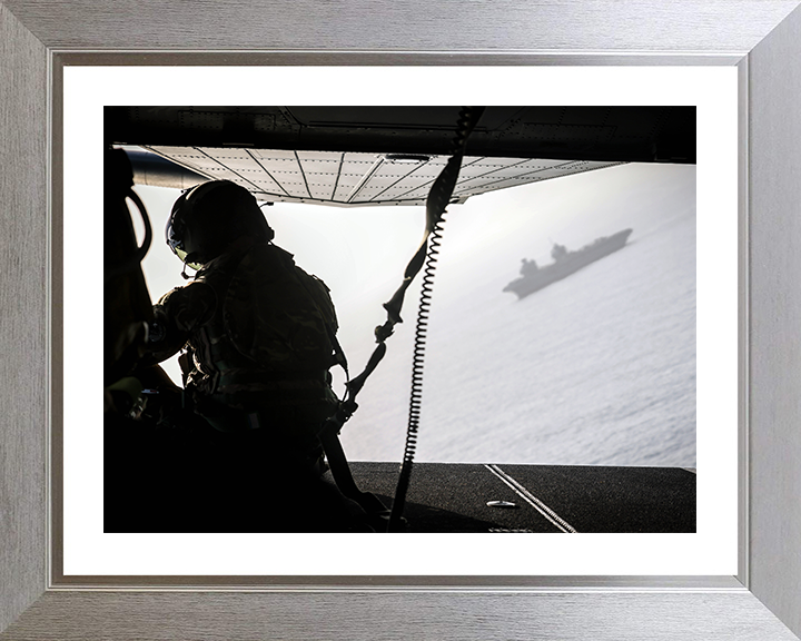 Merlin Mk4 Helicopter Aircrew Photo Print - Royal Navy Aircraft Hampshire Prints 10 x 8 Silver Frame Yes