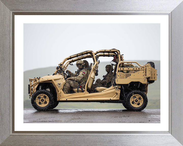 Royal Marine Commandos on a Polaris MRZR-D4 Photo Print Hampshire Prints 10 x 8 Silver Frame Yes