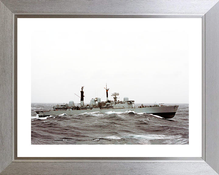 HMS Birmingham (D86) Royal Navy Type 42 Destroyer In Heavy Seas Photo Print Wall Art Decor Posters, Prints, & Visual Artwork Hampshire Prints 10 x 8 Silver Frame Yes