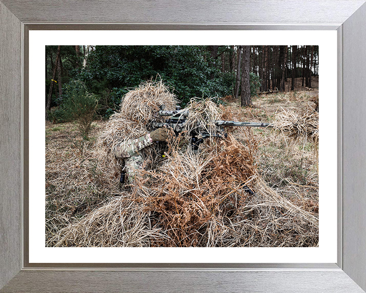 Royal Marine Commando Sniper camouflaged | Photo Print | Framed Print | Military | 40 Commando | Wall Art | Home Decor | Photography | Armed Forces Hampshire Prints 10 x 8 Silver Frame Yes