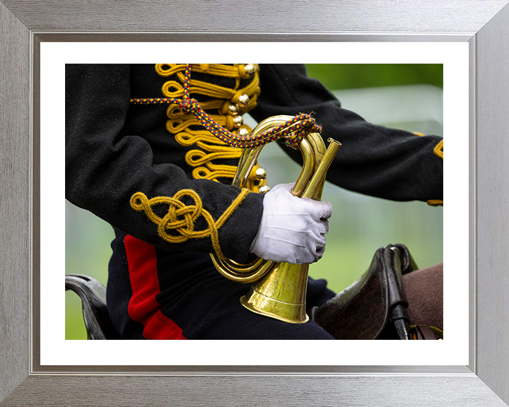 King’s Troop Royal Horse Artillery Bugler on horseback Photo Print - British Army Hampshire Prints 10 x 8 Silver Frame Yes