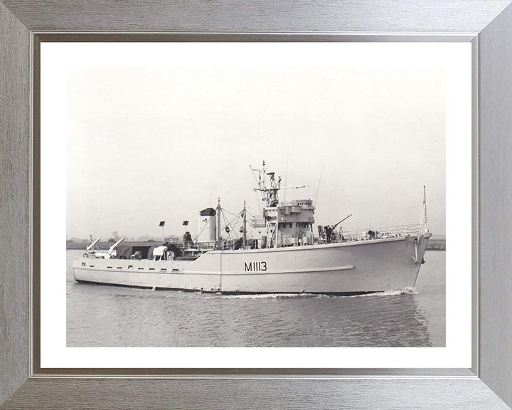 HMS Brereton (M1113) Photo Print - Starboard View - Royal Navy Ton Class Minesweeper Hampshire Prints 10 x 8 Silver Frame Yes