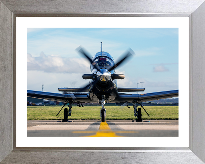 RAF Texan aircraft on a runway Photo Print - Royal Air Force Aircraft Hampshire Prints 10 x 8 Silver Frame Yes