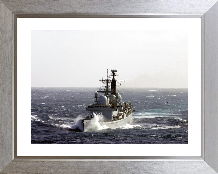 HMS Edinburgh (D97) Royal Navy Type 42 Destroyer Heavy Seas Photo Print Wall Art Decor Posters, Prints, & Visual Artwork Hampshire Prints 10 x 8 Silver Frame Yes
