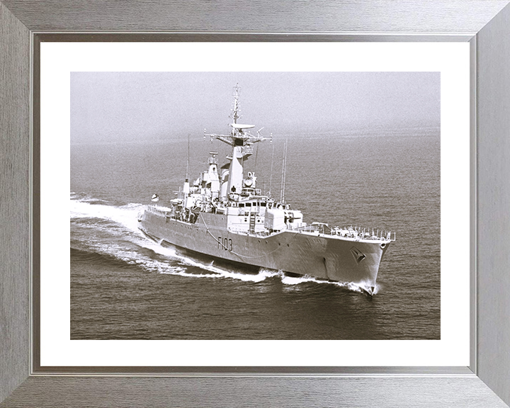 HMS Lowestoft (F103) - Underway 1970 - Royal Navy Rothesay Class Frigate Photo Print Wall Art Naval Decor UK Posters, Prints, & Visual Artwork Hampshire Prints 10 x 8 Silver Frame Yes