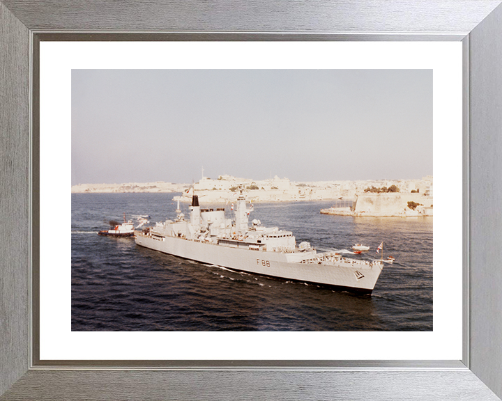 HMS Broadsword (F88) Royal Navy Type 22 Frigate Valletta Malta Photo Print Wall Art Decor Posters, Prints, & Visual Artwork Hampshire Prints 10 x 8 Silver Frame Yes