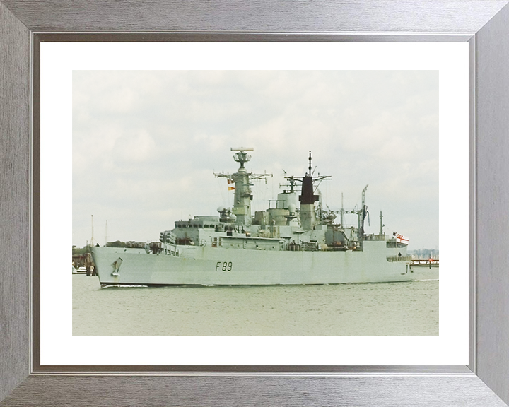 HMS Battleaxe (F89) Royal Navy Type 22 Frigate Departing Portsmouth Photo Print Wall Art Decor Posters, Prints, & Visual Artwork Hampshire Prints 10 x 8 Silver Frame Yes